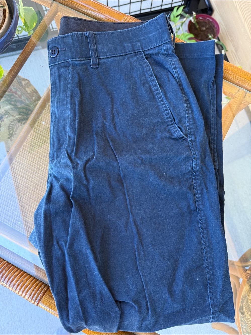 Men's Navy Pleated Chino Pants